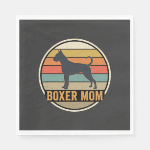 Servilleta De Papel Boxer Mamá Retro Puesta del sol Perro