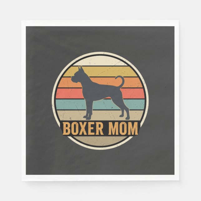 Servilleta De Papel Boxer Mamá Retro Puesta del sol Perro (Anverso)