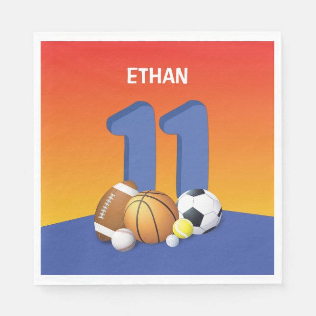 Servilleta De Papel Boy 11th Birthday Sports Balls (Anverso)