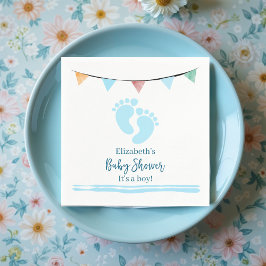 Servilleta De Papel Boy Baby Shower con huellas