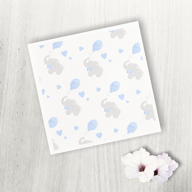 Servilleta De Papel Boy Baby Shower Elephant Balloons Papel Napkin (Subido por el creador)