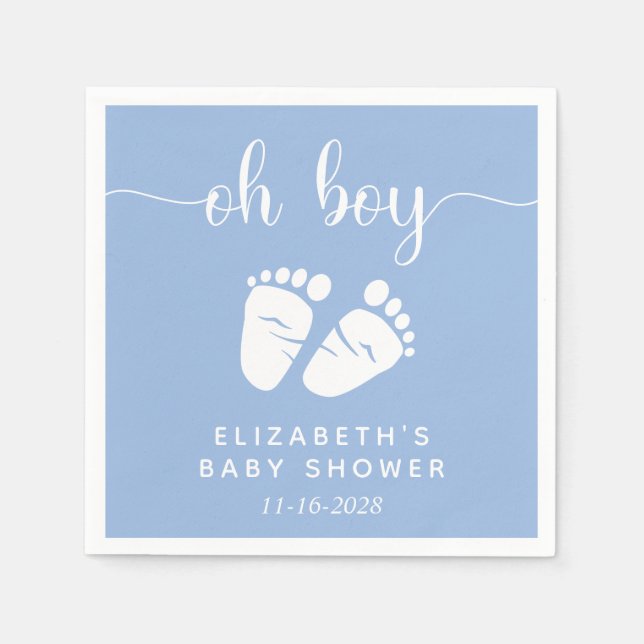 Servilleta De Papel Boy Baby Shower Feet Blue (Anverso)