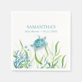 Servilleta De Papel Boy Baby Shower Napkins Sea Turtle
