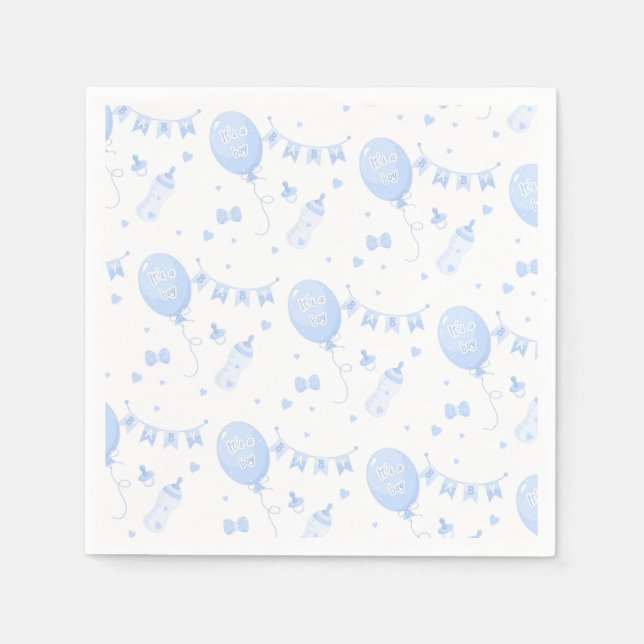 Servilleta De Papel Boy Baby Shower Paper Napkin con globos (Anverso)