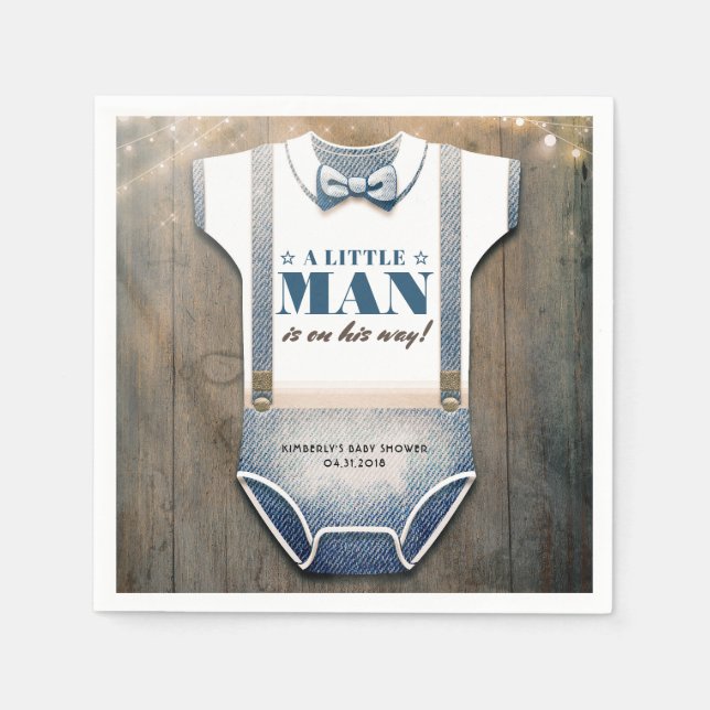 Servilleta De Papel Boy Baby Shower Rustic Country Bodysuite (Anverso)