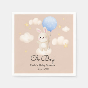 Servilleta De Papel Boy Balloon Cute Brown Bunny Baby Shower