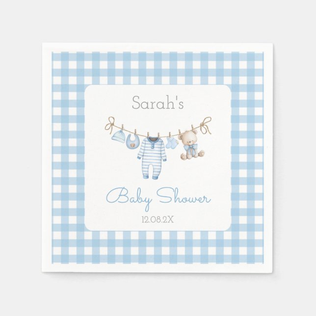 Servilleta De Papel Boy Bear Baby Shower (Anverso)
