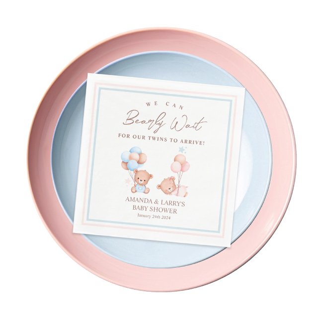 Servilleta De Papel Boy Chica Twins Teddy Bear Baby Shower (Subido por el creador)
