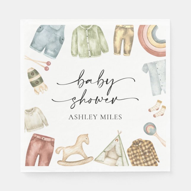 Servilleta De Papel Boy Clothes Baby Shower Napkins (Anverso)