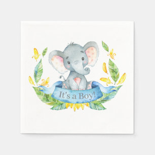 Servilleta De Papel Boy Elephant Baby Shower Blue Napkins