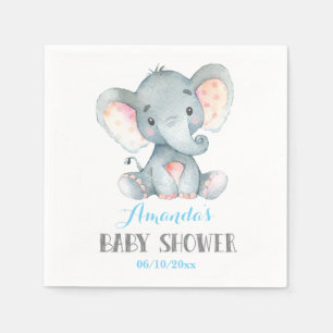Servilleta De Papel Boy Elephant Baby Shower Blue Napkins