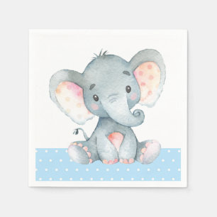 Servilleta De Papel Boy Elephant Baby Shower Blue Napkins
