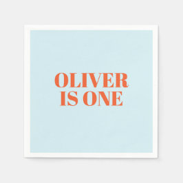 Servilleta De Papel Boy First Birthday Blue and Red Modern