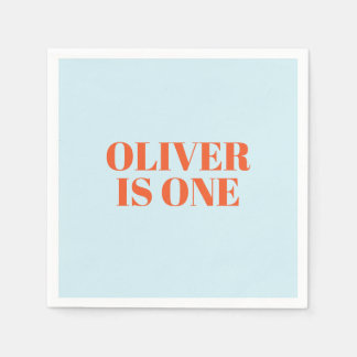 Servilleta De Papel Boy First Birthday Blue and Red Modern
