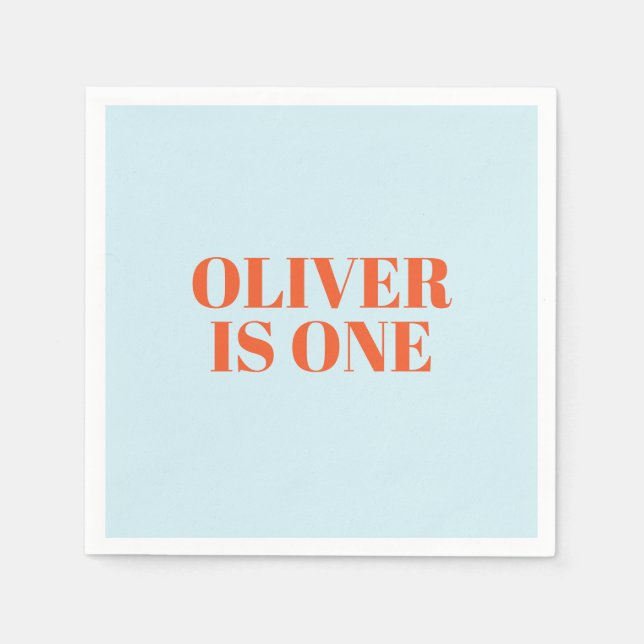 Servilleta De Papel Boy First Birthday Blue and Red Modern (Anverso)