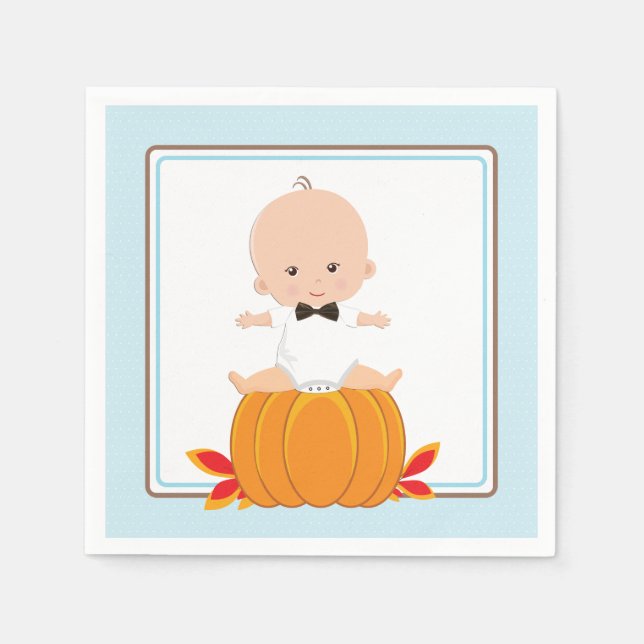 Servilleta De Papel Boy Little Pumpkin Baby Shower Paper Napkins (Anverso)