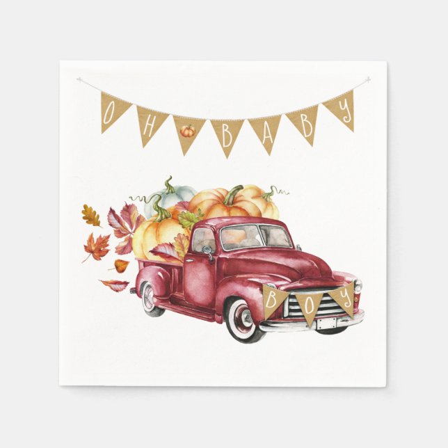 Servilleta De Papel Boy Little Pumpkin Cae Napkins Baby Shower (Anverso)