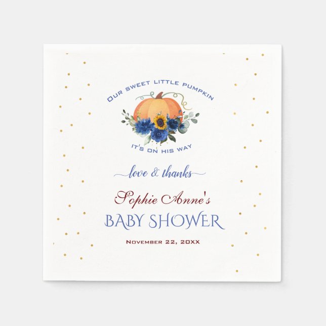 Servilleta De Papel Boy Little Pumpkin Fanthys Baby Shower Pap (Anverso)