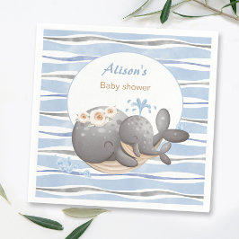 Servilleta De Papel Boy Nautical Whale Blue Summer Boy Baby Shower