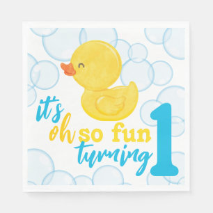 Servilleta De Papel Boy Rubber Ducky Girando un primer cumpleaños