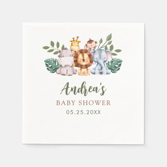 Servilleta De Papel Boy Safari Jungle Baby Shower Napkins (Anverso)