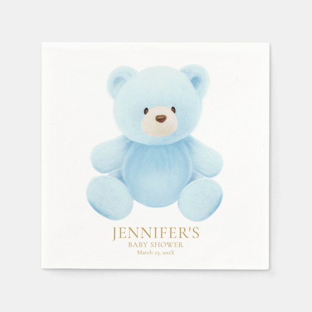 Servilleta De Papel Boy Teddy Bear Baby Shower (Anverso)