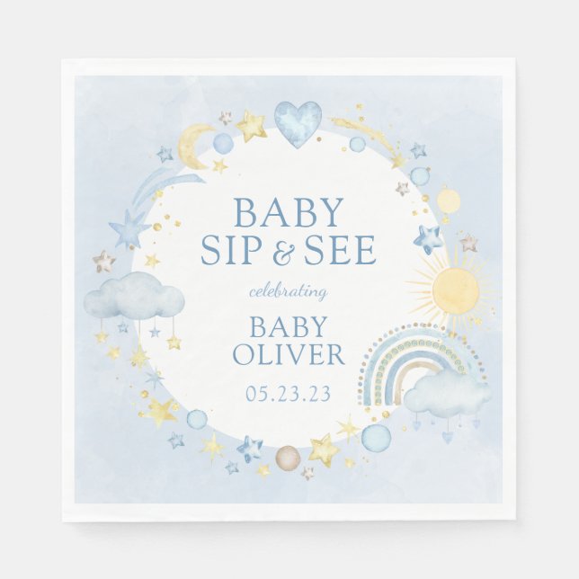 Servilleta De Papel Boy Watercolor Arcoiris Sip Y See (Anverso)