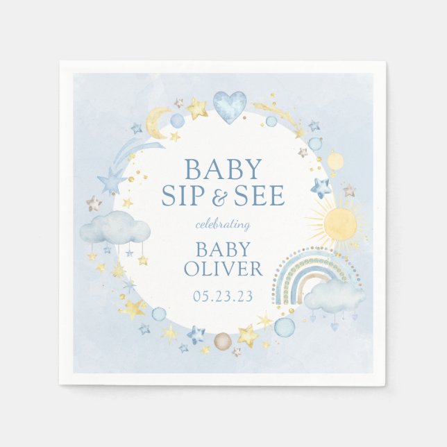 Servilleta De Papel Boy Watercolor Arcoiris Sip Y See (Anverso)