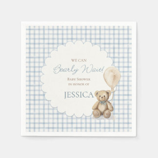 Servilleta De Papel Boy We Can Bearly Wait Teddy Bear Baby Shower