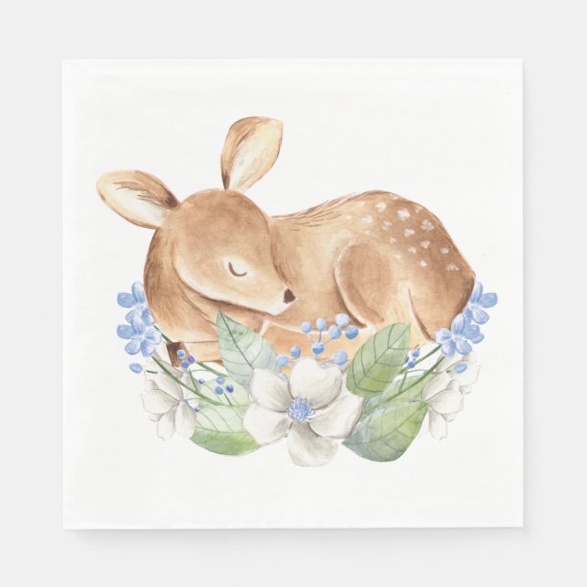 Servilleta De Papel Boy Woodland Deer Baby Shower Paper Napkins (Anverso)