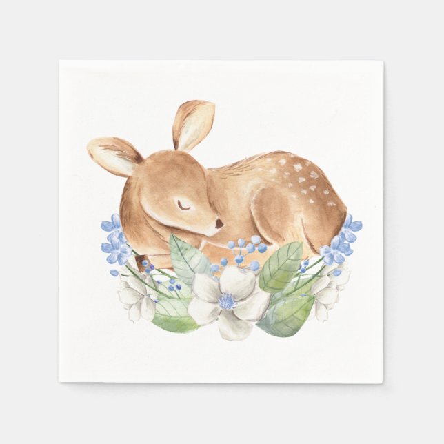 Servilleta De Papel Boy Woodland Deer Baby Shower Paper Napkins (Anverso)