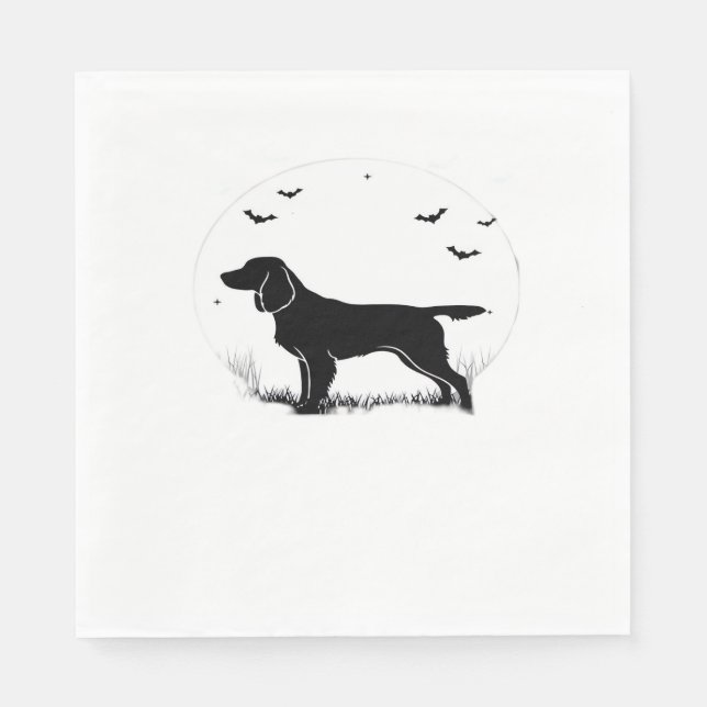 Servilleta De Papel Boykin Spaniel Dog - Halloween Moon Silhouette Cla (Anverso)