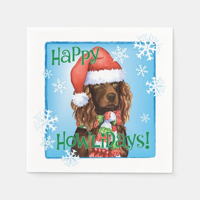 Servilleta De Papel Boykin Spaniel navidad (Anverso)