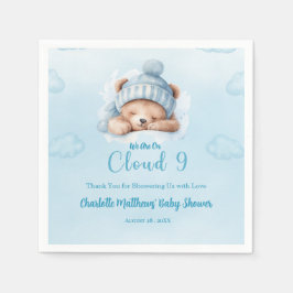 Servilleta De Papel Boys Bear Cloud Nueve 9 Baby Shower
