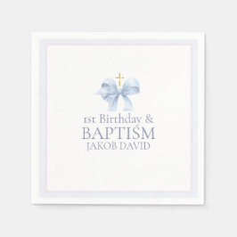 Servilleta De Papel Boys Blue Bow primer cumpleaños y bautismo