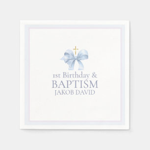 Servilleta De Papel Boys Blue Bow primer cumpleaños y bautismo