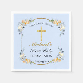 Servilleta De Papel Boys Blue Floral 1ª Santa Comunión