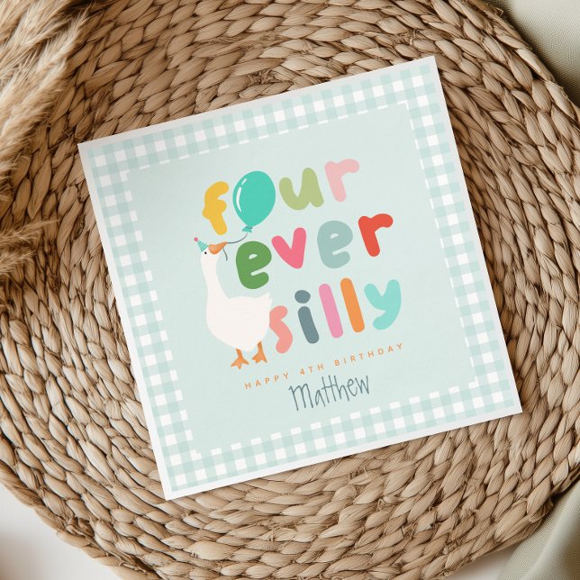 Servilleta De Papel Boys Blue Four Ever Silly Farm Ganso Cumpleaños 4 (Subido por el creador)