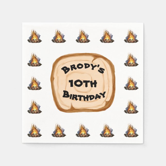 Servilleta De Papel Boys Camping Adventure Fogata de cumpleaños (Anverso)