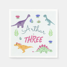 Servilleta De Papel Boys Cute Blue Jungle T-Rex Dinosaur Birday