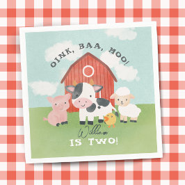 Servilleta De Papel Boys Farm Animal Barnyard Kids 2nd Birthday