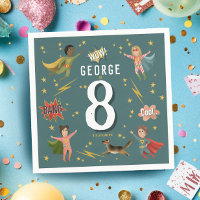 Boys Guay Comic Book Blue Superhero Kids Cumpleaño