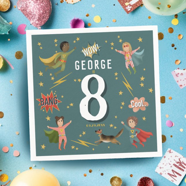 Servilleta De Papel Boys Guay Comic Book Blue Superhero Kids Cumpleaño (Subido por el creador)