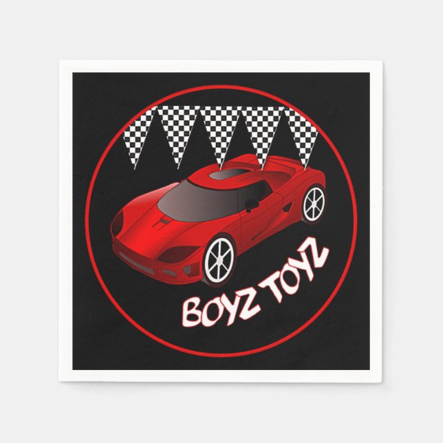 Servilleta De Papel Boys Juguetes Red Sports Car Fiestas Napkins (Anverso)