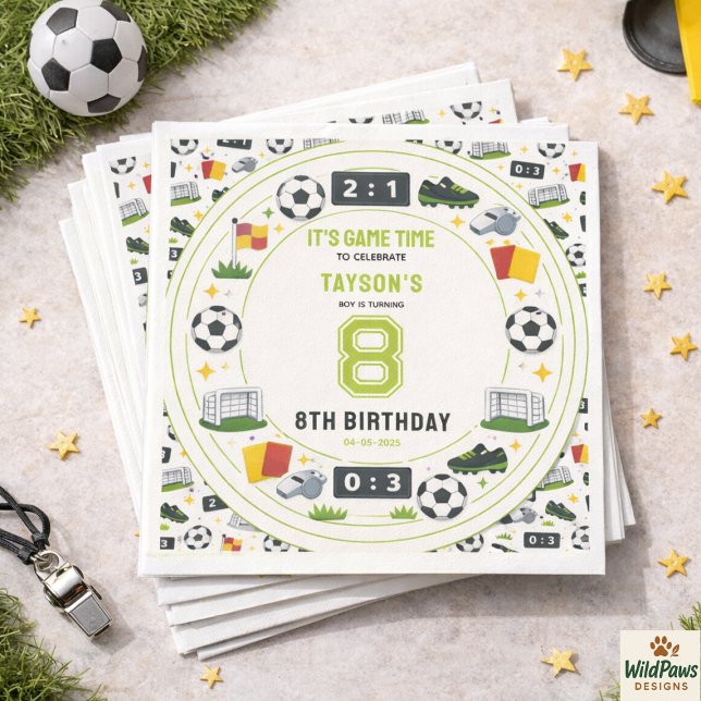 Servilleta De Papel Boys Modern Sports Soccer Kids 8th Birthday Party (Boys Modern Sports Soccer Kids 8th Birthday Party Napkins
)