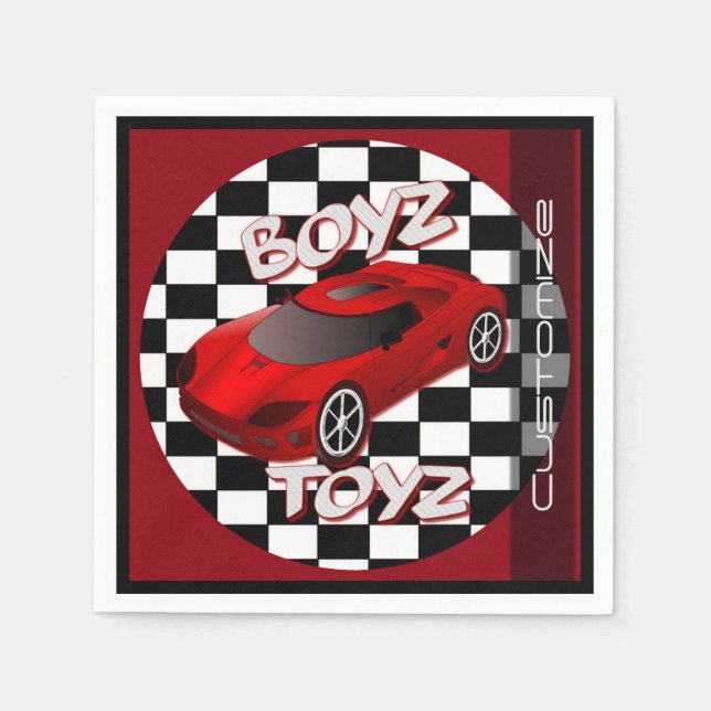 Servilleta De Papel Boys Toys Red Sports Car (Anverso)
