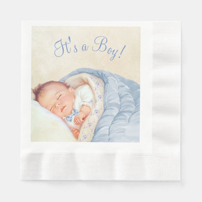 Servilleta De Papel Boys Vintage Baby Shower (Anverso)