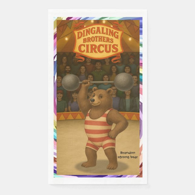 Servilleta De Papel Brandon, oso fuerte del circo (Anverso)