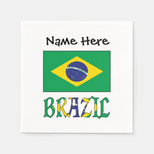 Servilleta De Papel Brasil y Bandera Brasileña con tu nombre