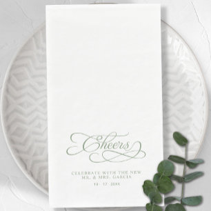 Servilleta De Papel Bravo Caligrafía Elegante Verde Salvia Boda